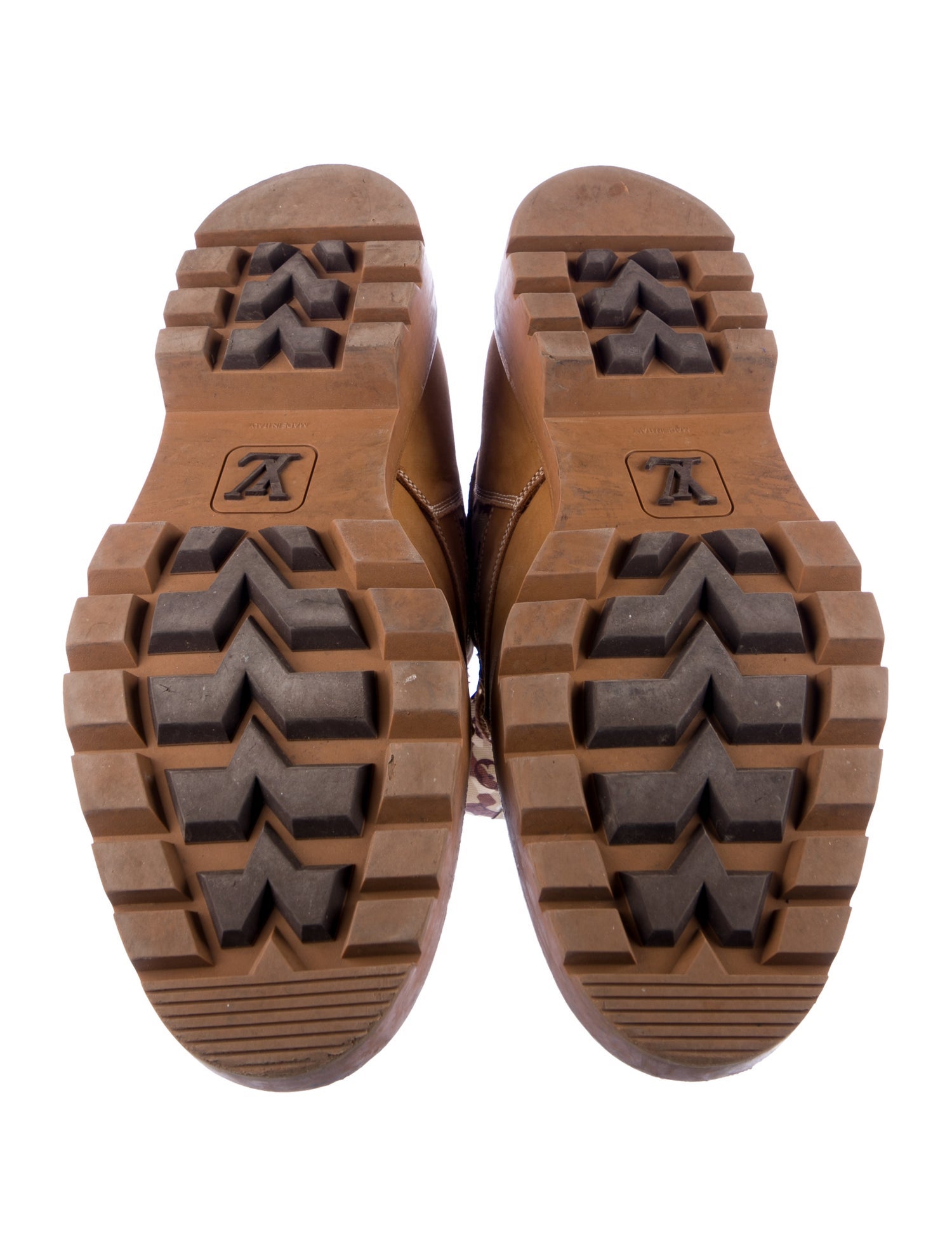 Louis Vuitton Nubuck Printed Lace-Up Boots